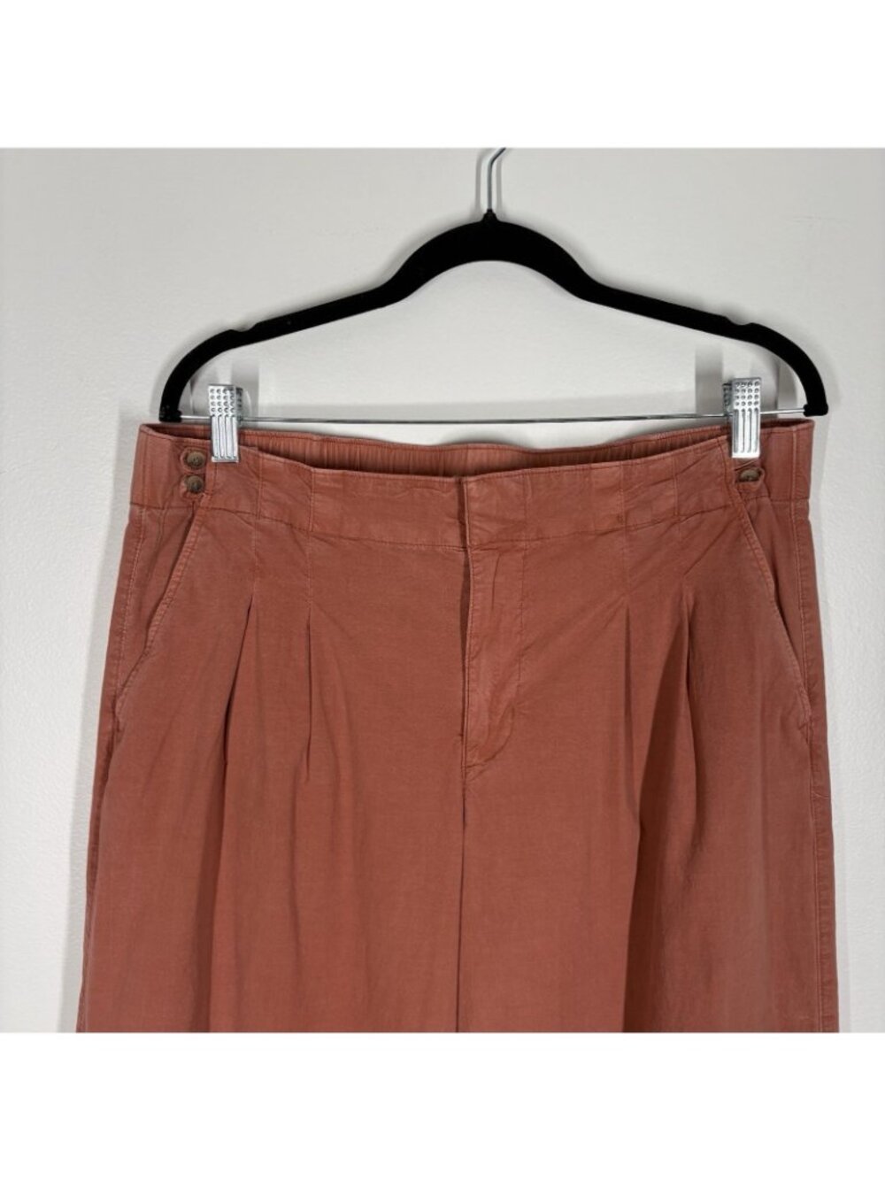 American Eagle Women 10 Terracotta Stretch Poplin Wide Leg Trouser Pants - Picture 7 of 14